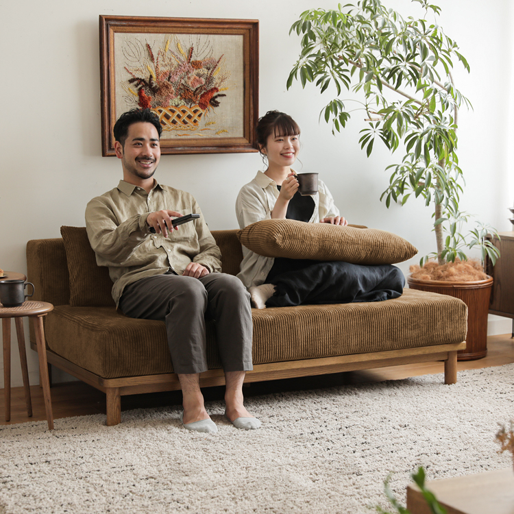 Re:CENO リセノ 家具 ソファ オリーブ 茶 2人掛けソファ