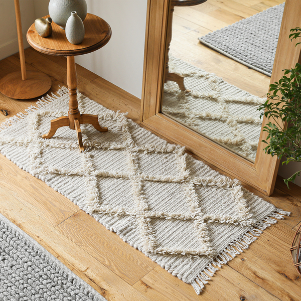 玄関マットからアクセント使いまで。 あると便利な「小さいラグ」