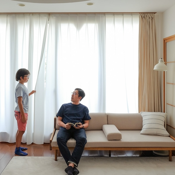 【わたしの愛用品】 東向きのLDKにぴったりな UVカット99%カーテン「Sunny」の魅力