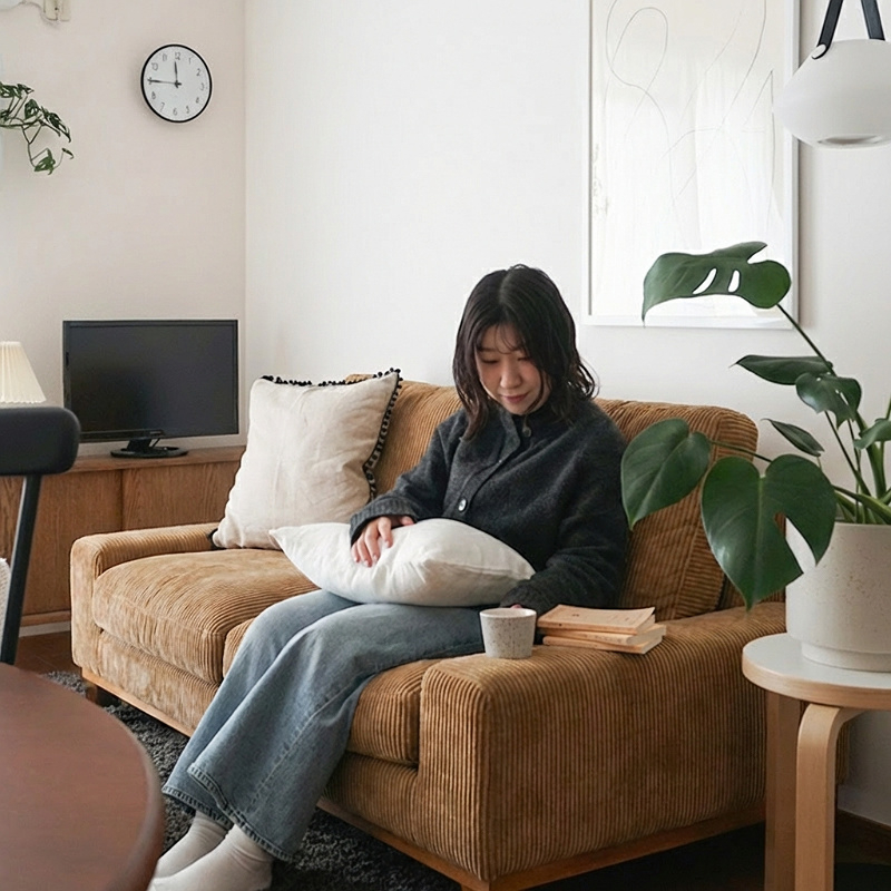 わたしの愛用品-愛用歴2年の2人掛けソファー folk Jr. 1K8畳のお部屋で使い続けている理由 ｜家具・インテリア Re:CENO（リセノ）