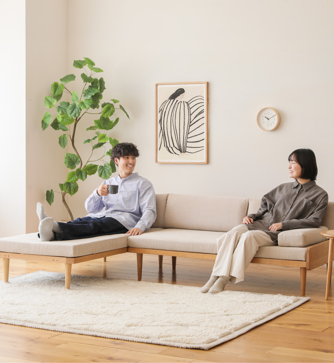 美しいソファ -  5人乗り!!（ベージュ） リス」シリーズ｜家具・インテリア通販 Re:CENO（リセノ）