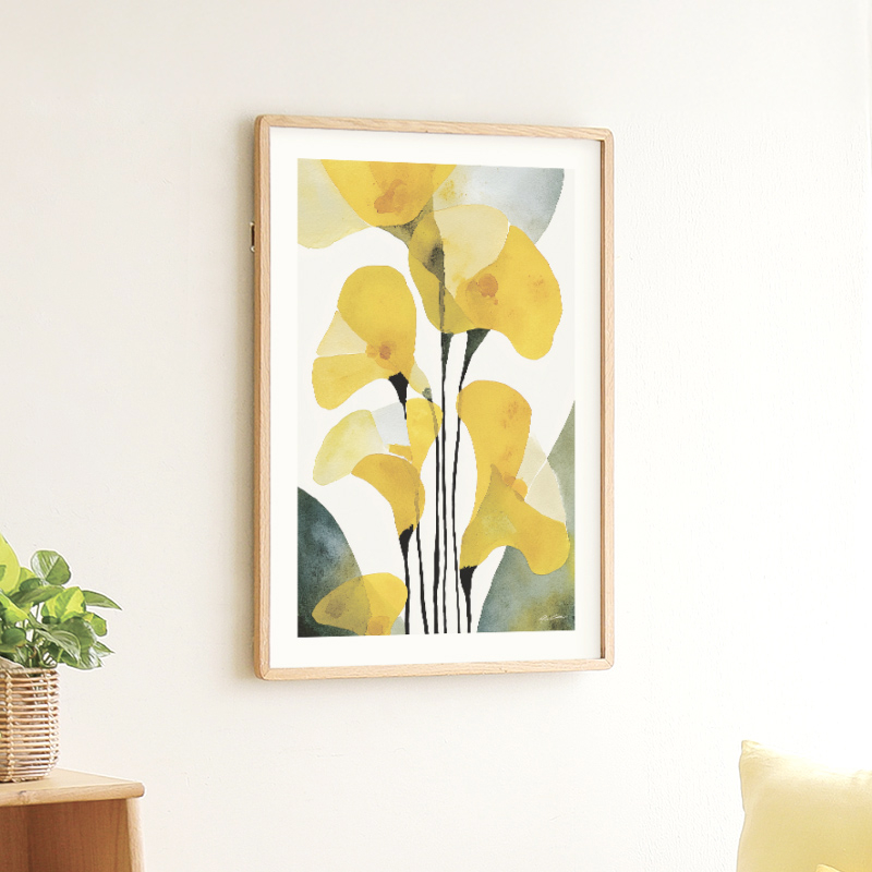 植物モチーフで空間を明るく彩るイエローのアートポスター Yellow Garden