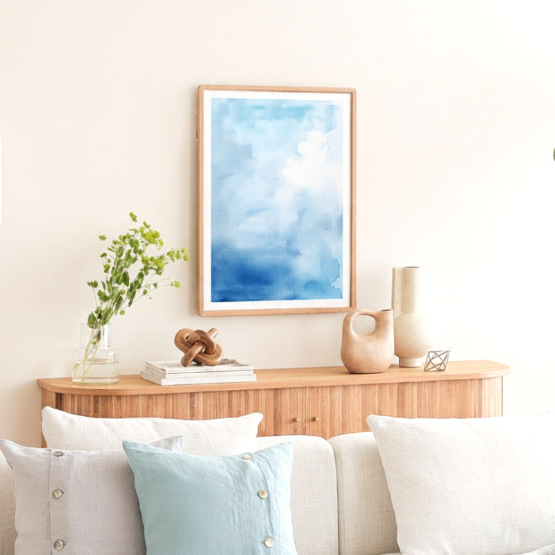 ブルー系インテリアに合わせやすいグラデーションのアートポスター Blue Sky