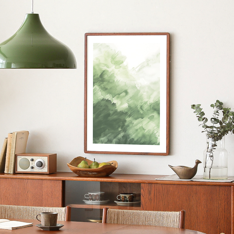 落ち着いた空間に馴染む抽象的なグリーンのアートポスター Green Forest