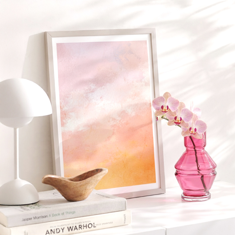 夕焼けをイメージした温かみのあるピンクのアートポスター Pink Glow