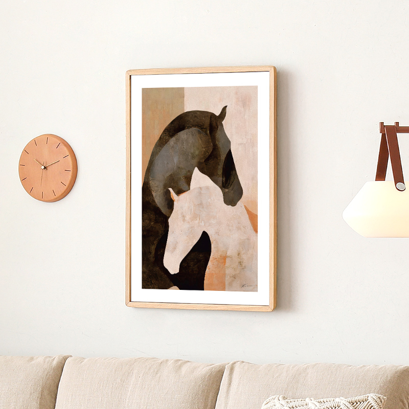 馬のシルエットが印象的な上品なピンク系アートポスター Pink Grace