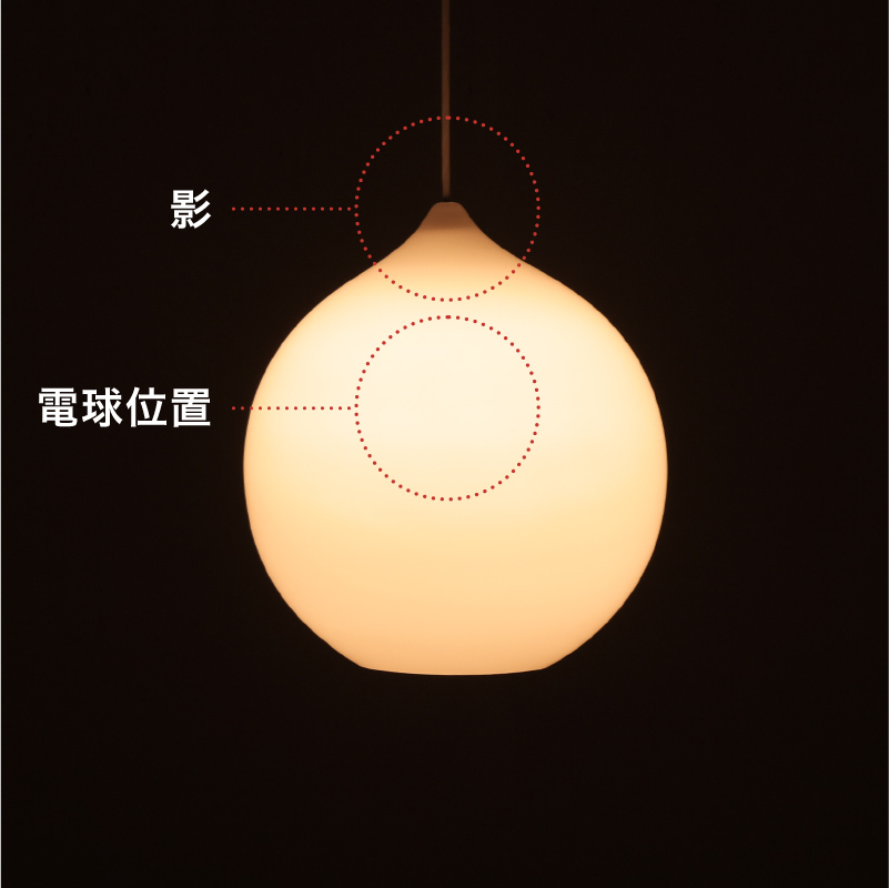 上部に影ができ、光のムラが出てしまったペンダントライトの失敗例