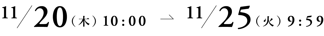 11月20日（木）10:00〜25日（火）9:59まで