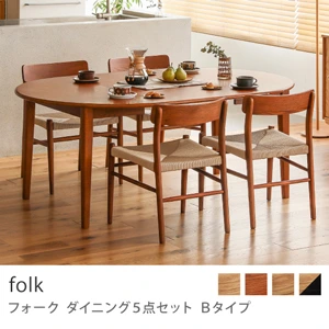 Re:CENO product｜ダイニング5点セット Bタイプ folk／ヴィンテージレッド：高さ68cm